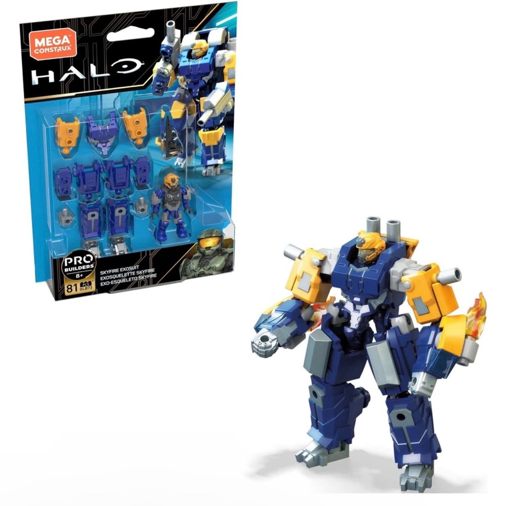 Blue and Yellow Building Blocks Set with Articulated Mech